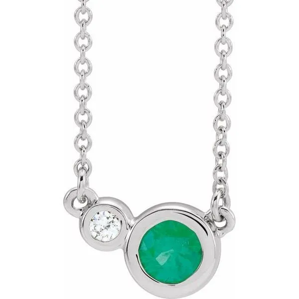 Accented Bezel-Set Necklace Long Jewelers Chesapeake, VA