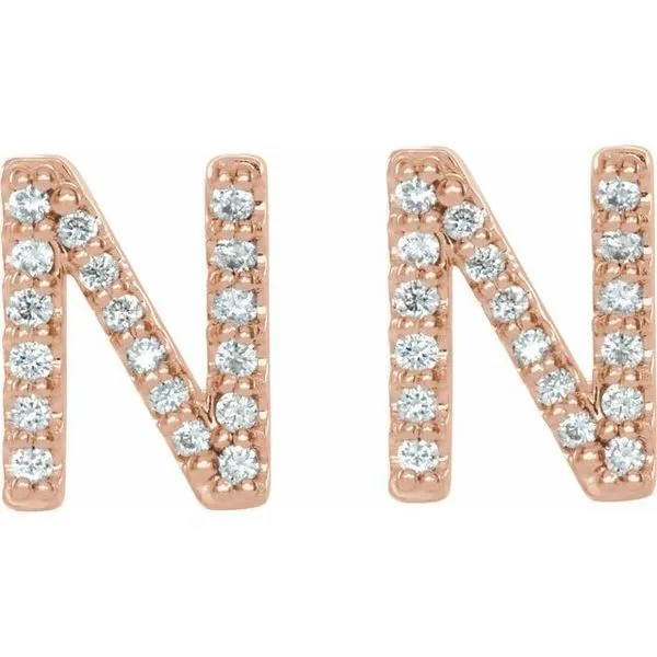 Accented Initial Stud Earrings Image 2 Ellsworth Jewelers Ellsworth, ME