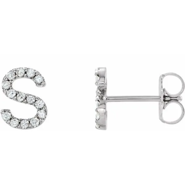 Accented Initial Stud Earrings Ellsworth Jewelers Ellsworth, ME