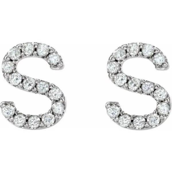 Accented Initial Stud Earrings Image 2 Ellsworth Jewelers Ellsworth, ME