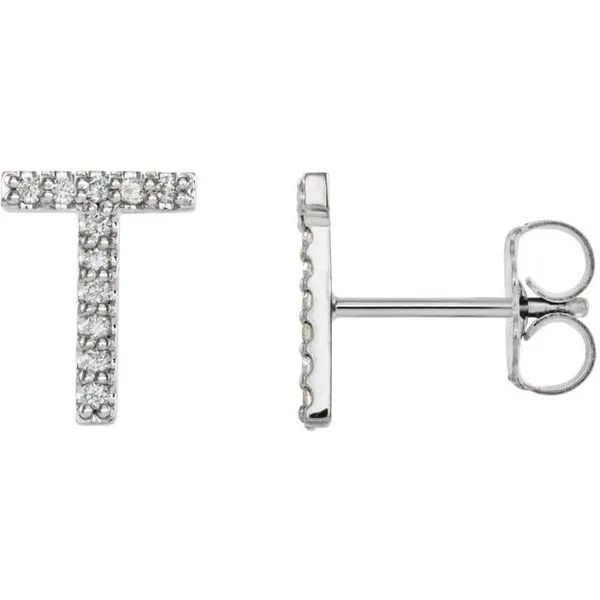 Accented Initial Stud Earrings Ellsworth Jewelers Ellsworth, ME