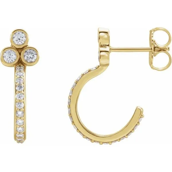 Accented Bezel-Set J-Hoop Earrings Long Jewelers Chesapeake, VA