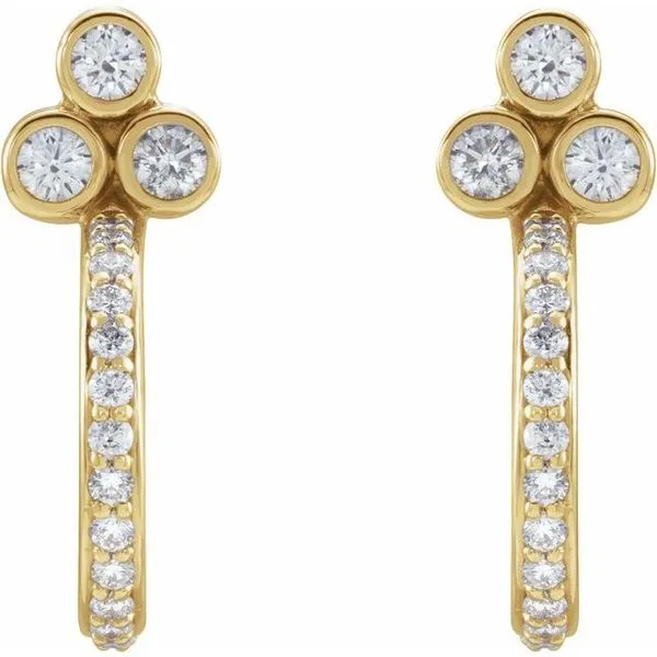 Accented Bezel-Set J-Hoop Earrings Image 2 Long Jewelers Chesapeake, VA