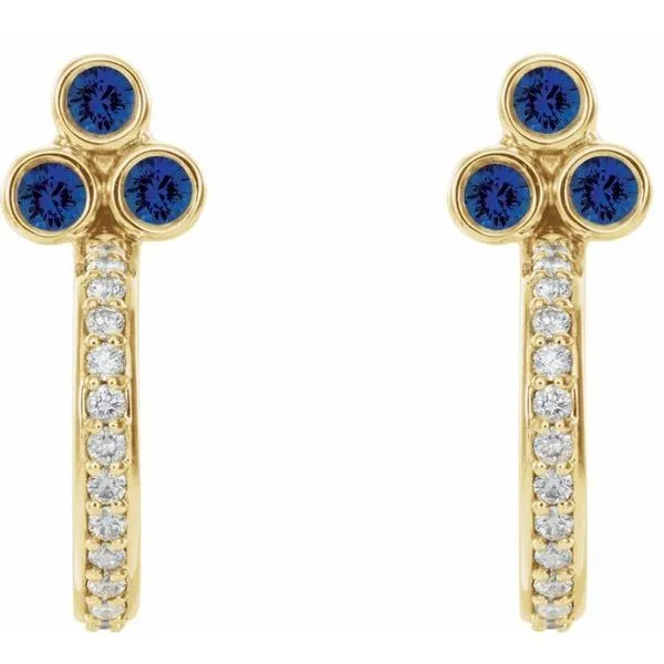 Accented Bezel-Set J-Hoop Earrings Image 2 Woelk's House of Diamonds Russell, KS