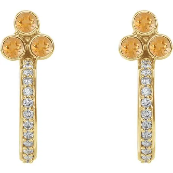 Accented Bezel-Set J-Hoop Earrings Image 2 Moseley Diamond Showcase Inc Lexington, SC