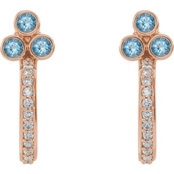 Accented Bezel-Set J-Hoop Earrings Image 2 Long Jewelers Chesapeake, VA