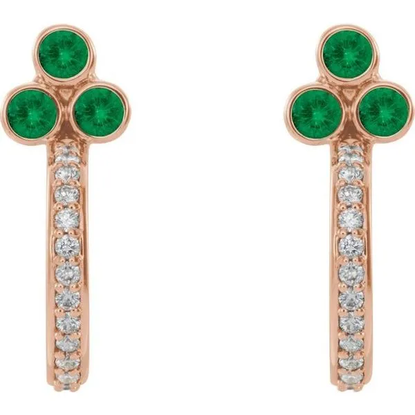 Accented Bezel-Set J-Hoop Earrings Image 2 Long Jewelers Chesapeake, VA