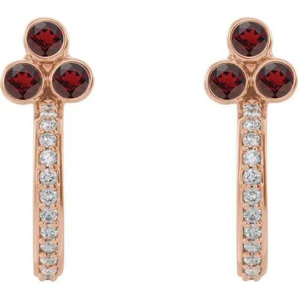 Accented Bezel-Set J-Hoop Earrings Image 2 Long Jewelers Chesapeake, VA