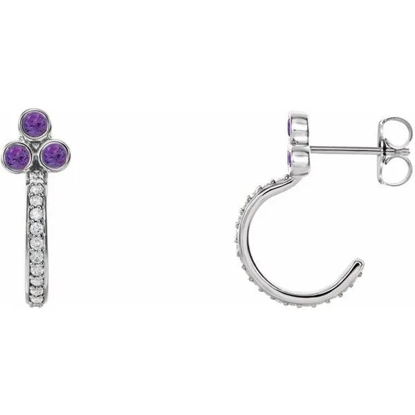 Accented Bezel-Set J-Hoop Earrings Diny's Jewelers Middleton, WI