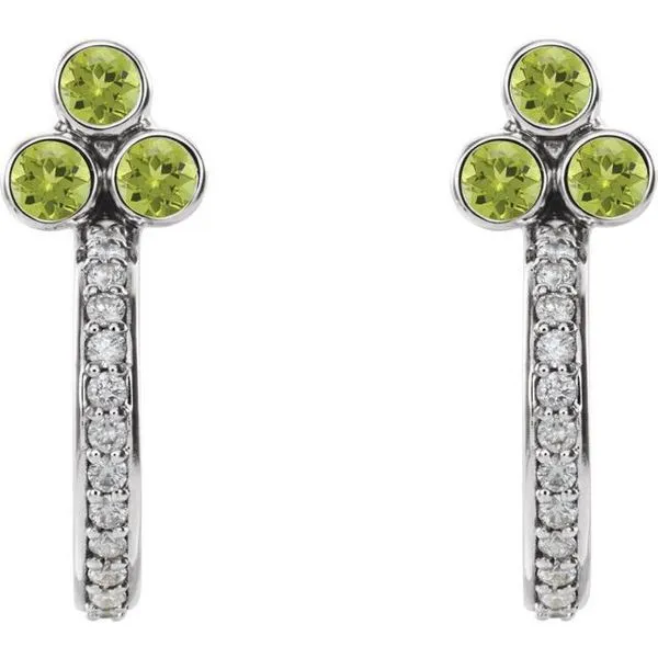 Accented Bezel-Set J-Hoop Earrings Image 2 Leslie E. Sandler Fine Jewelry and Gemstones rockville , MD