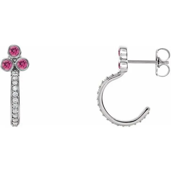Accented Bezel-Set J-Hoop Earrings James Wolf Jewelers Mason, OH