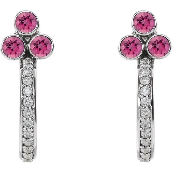 Accented Bezel-Set J-Hoop Earrings Image 2 James Wolf Jewelers Mason, OH