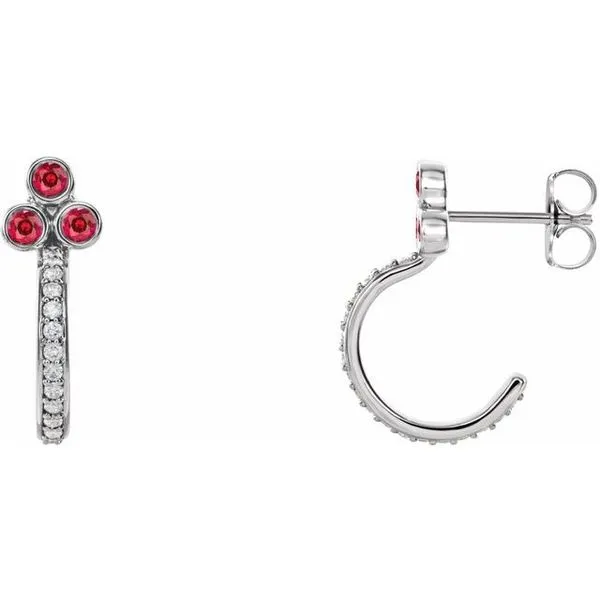 Accented Bezel-Set J-Hoop Earrings Rick's Jewelers California, MD