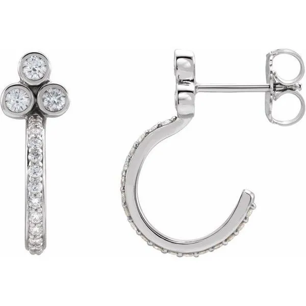 Accented Bezel-Set J-Hoop Earrings James Wolf Jewelers Mason, OH