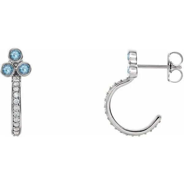Accented Bezel-Set J-Hoop Earrings Long Jewelers Chesapeake, VA