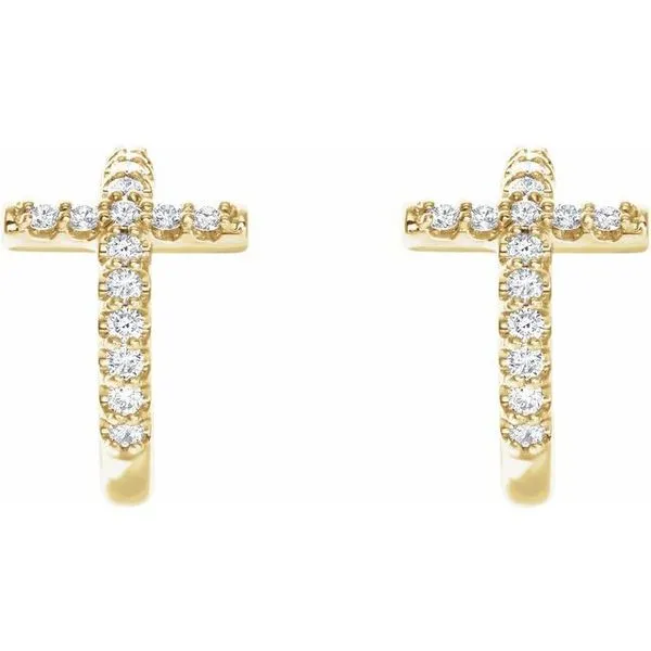 Accented Cross Hoop Earrings Image 2 Hart's Jewelers Grants Pass, OR