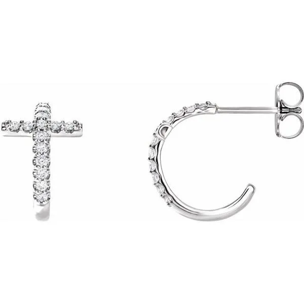 Accented Cross Hoop Earrings Hopman Jewelers Elkhart, IN