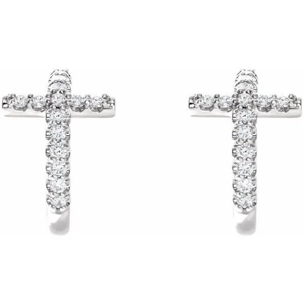Accented Cross Hoop Earrings Image 2 Rasmussen Jewelers Spanish Fork, UT