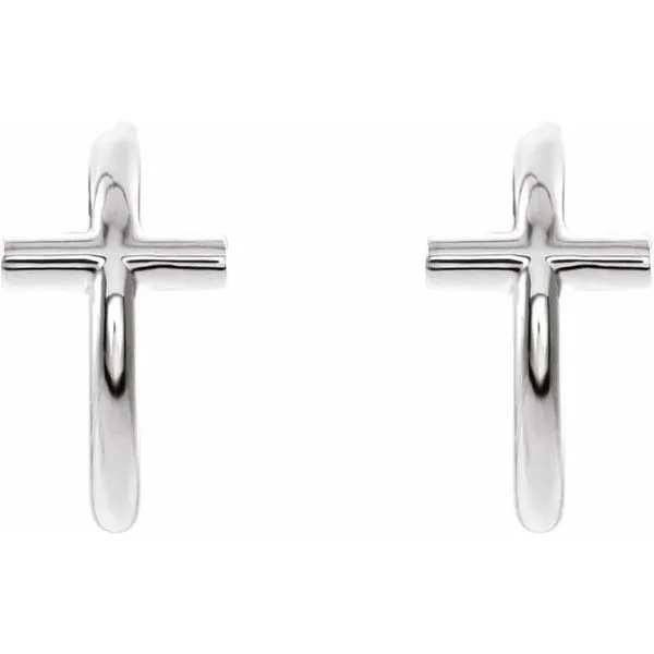 Cross Hoop Earrings Image 2 Rick's Jewelers California, MD