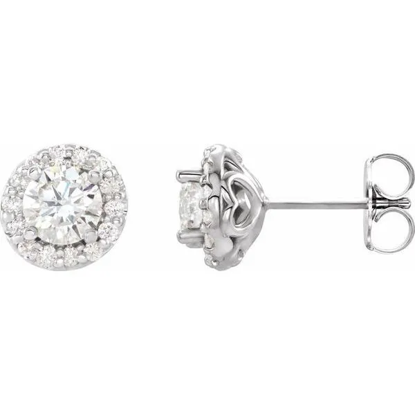 Round 4-Prong Halo-Style Earrings Long Jewelers Chesapeake, VA