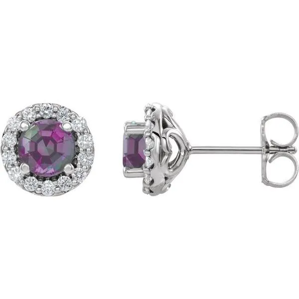 Round 4-Prong Halo-Style Earrings Long Jewelers Chesapeake, VA