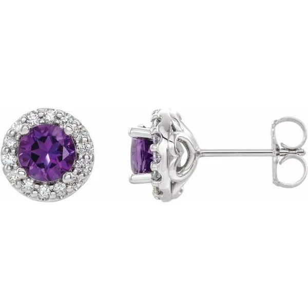 Round 4-Prong Halo-Style Earrings Diny's Jewelers Middleton, WI