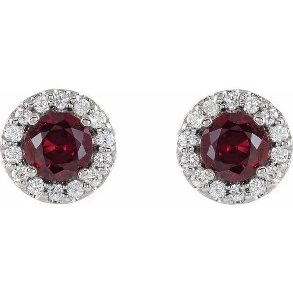 Round 4-Prong Halo-Style Earrings Image 2 Long Jewelers Chesapeake, VA