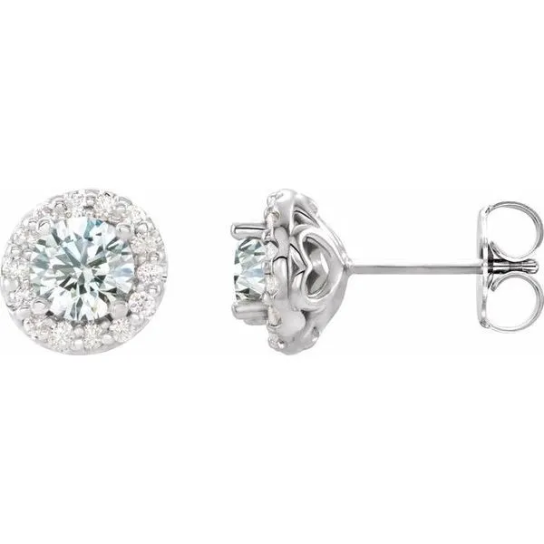 Round 4-Prong Halo-Style Earrings Woelk's House of Diamonds Russell, KS