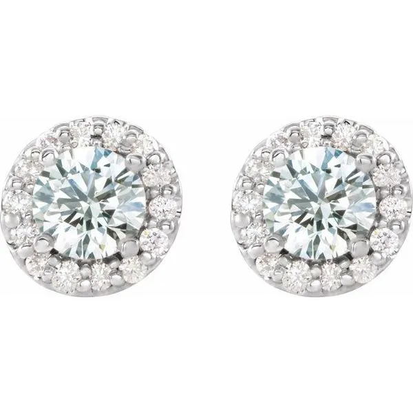 Round 4-Prong Halo-Style Earrings Image 2 Rick's Jewelers California, MD