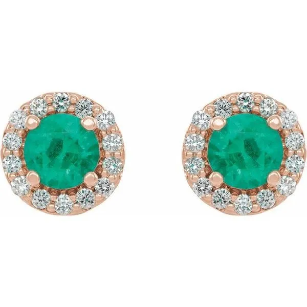Round 4-Prong Halo-Style Earrings Image 2 Woelk's House of Diamonds Russell, KS