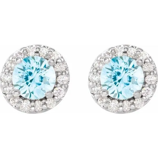 Round 4-Prong Halo-Style Earrings Image 2 Woelk's House of Diamonds Russell, KS