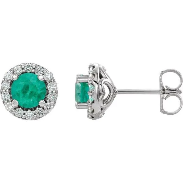 Round 4-Prong Halo-Style Earrings Long Jewelers Chesapeake, VA