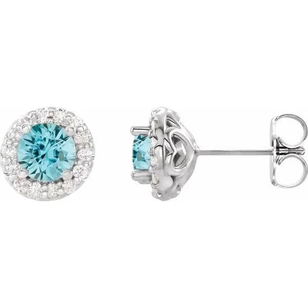 Round 4-Prong Halo-Style Earrings Long Jewelers Chesapeake, VA