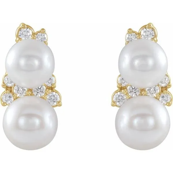 Accented Pearl Ear Climbers Image 2 Diny's Jewelers Middleton, WI