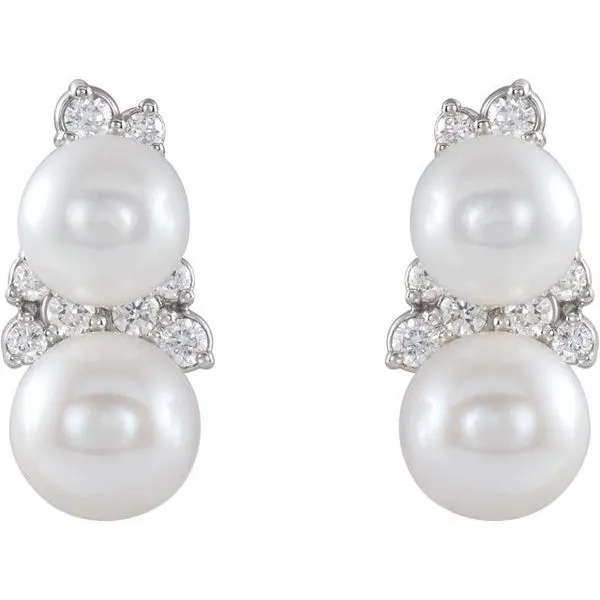 Accented Pearl Ear Climbers Image 2 Long Jewelers Chesapeake, VA