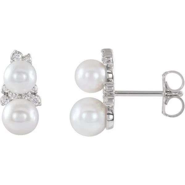 Accented Pearl Ear Climbers Moseley Diamond Showcase Inc Lexington, SC