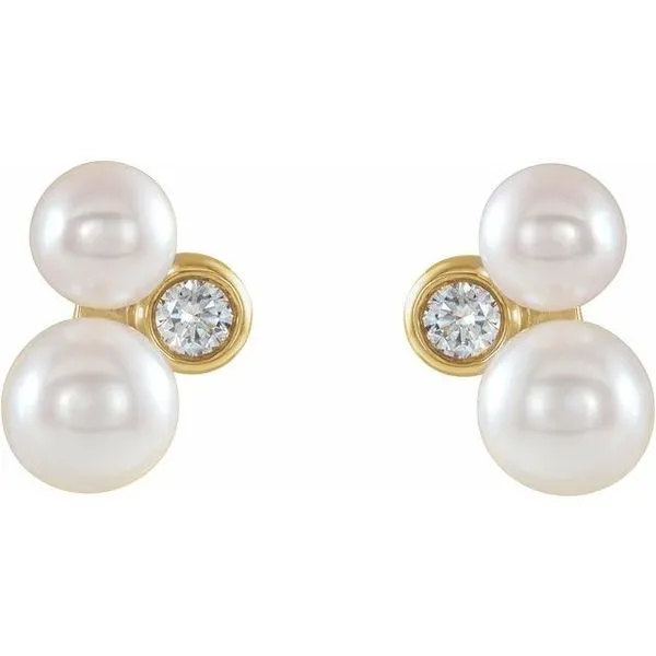 Accented Pearl Earrings Image 2 Long Jewelers Chesapeake, VA