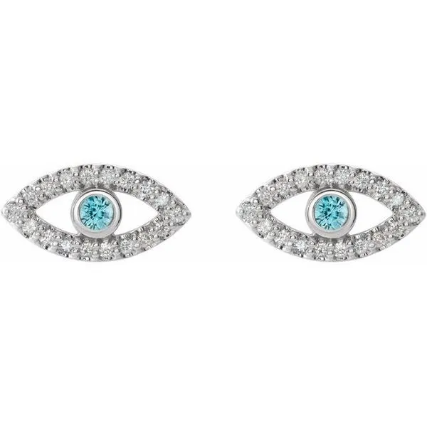 Accented Evil Eye Earrings Image 2 Woelk's House of Diamonds Russell, KS