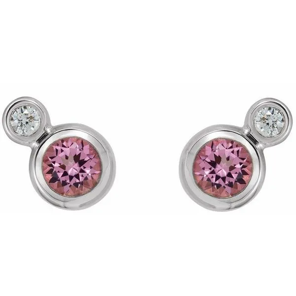 Accented Bezel-Set Earrings Image 2 Long Jewelers Chesapeake, VA