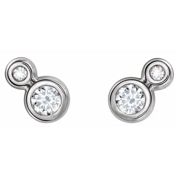 Accented Bezel-Set Earrings Image 2 Long Jewelers Chesapeake, VA