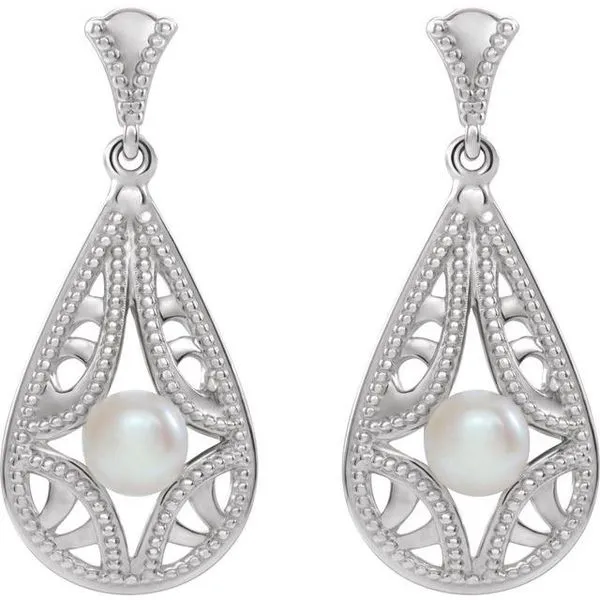 Vintage-Inspired Pearl Earrings Image 2 Rick's Jewelers California, MD