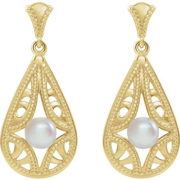 Vintage-Inspired Pearl Earrings Image 2 Rick's Jewelers California, MD