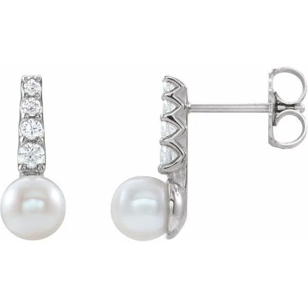 Pearl Bar Earrings Long Jewelers Chesapeake, VA