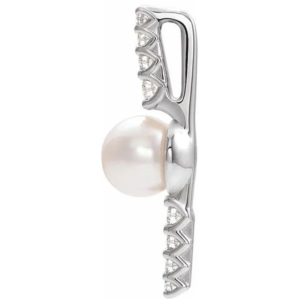 Accented Pearl Bar Pendant Image 2 Rick's Jewelers California, MD