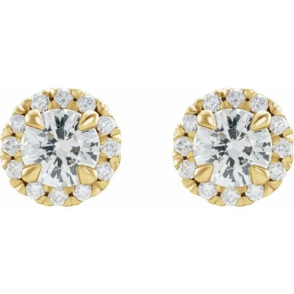 French-Set Halo-Style Earrings Image 2 Linwood Custom Jewelers Linwood, NJ