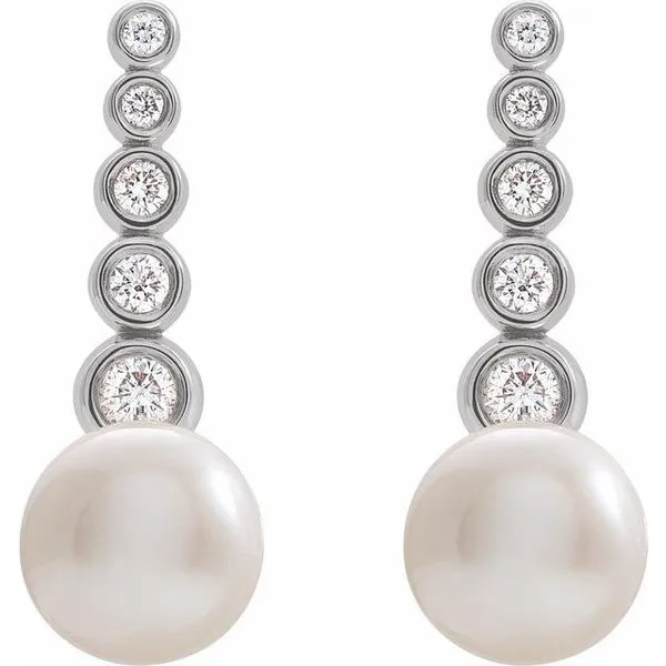 Accented Pearl Earrings Image 2 Long Jewelers Chesapeake, VA