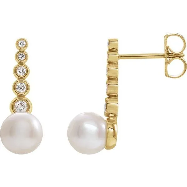 Accented Pearl Earrings Long Jewelers Chesapeake, VA