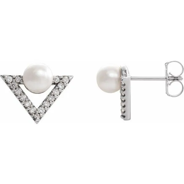 Pearl Geometric Earrings Long Jewelers Chesapeake, VA