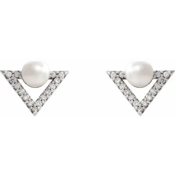 Pearl Geometric Earrings Image 2 Milan's Jewelry Inc Sarasota, FL