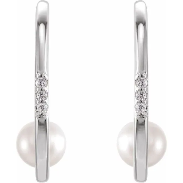 Pearl Hoop Earrings Image 2 Milan's Jewelry Inc Sarasota, FL